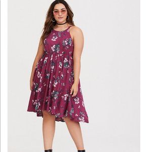 Torrid: Berry Floral High-Low Dress